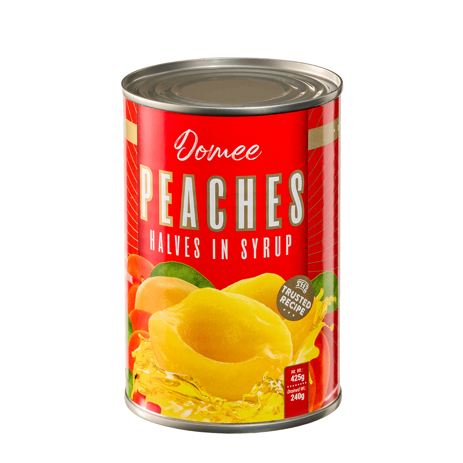 Canned Peach Halves Domee packaging