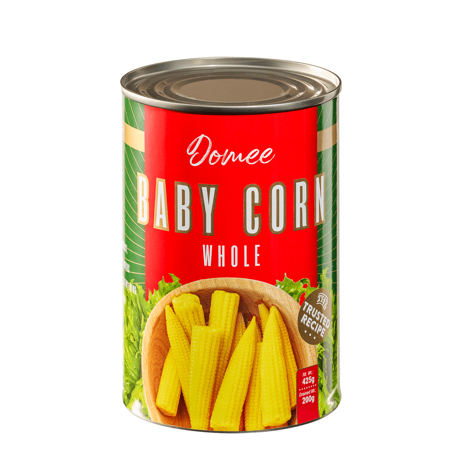Canned Whole Baby Corn Domee packaging