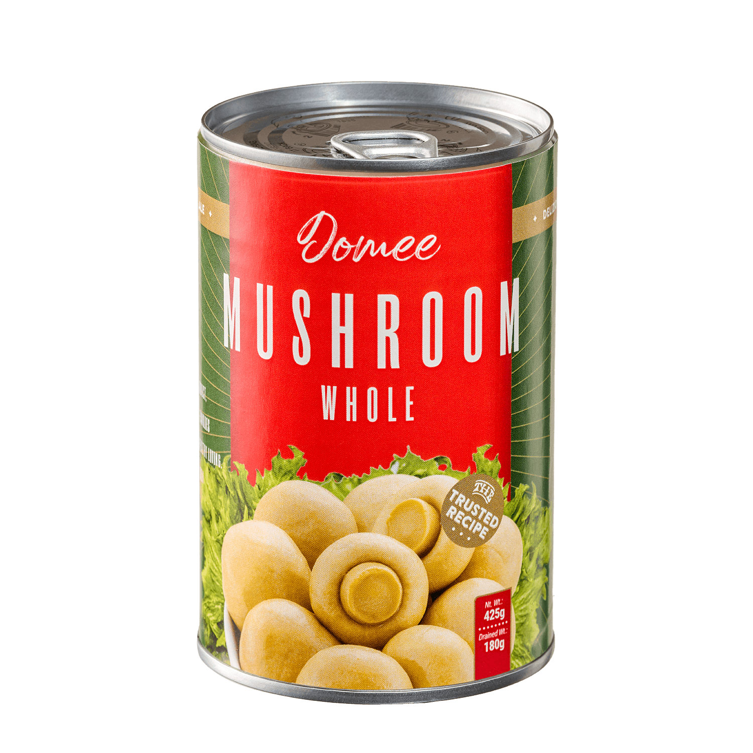 Canned Whole Mushrooms Domee packaging