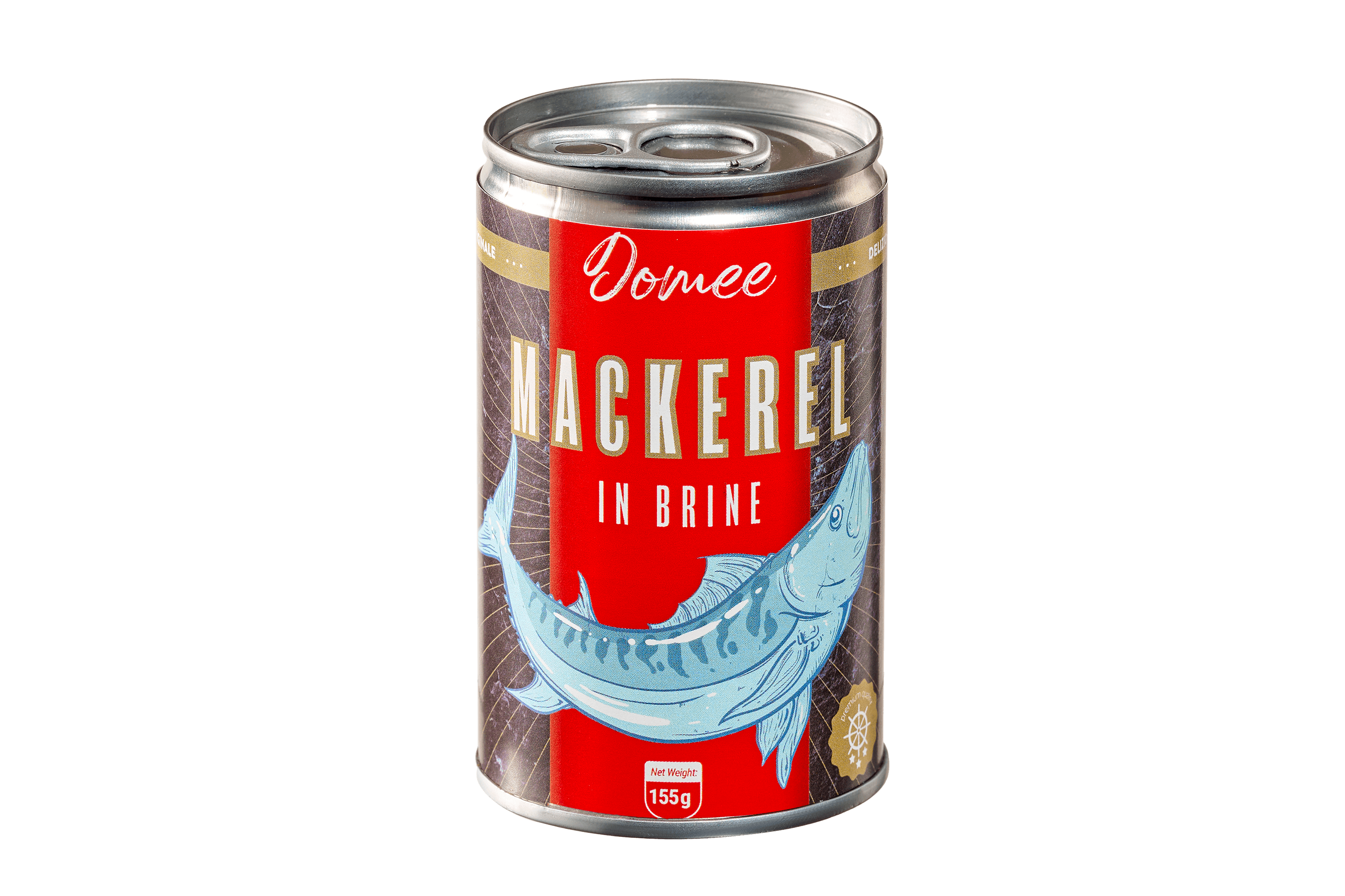 Canned Mackerel in Brine Domee packaging